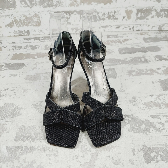 New Franco Sarto Rania 2 Black Faux Leather Stiletto Heel Sandals O707 - Picture 3 of 14